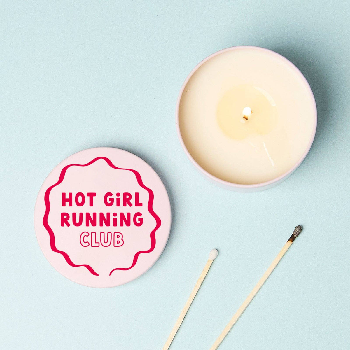 Hot Girl Running Club Pink Tin Candle: Chilled Vibes (Eucalyptus & Fresh Citrus) / Candle Only