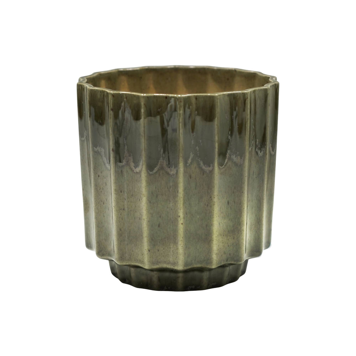 Lugano Scalloped Reactive Planter: Green / 13 cm