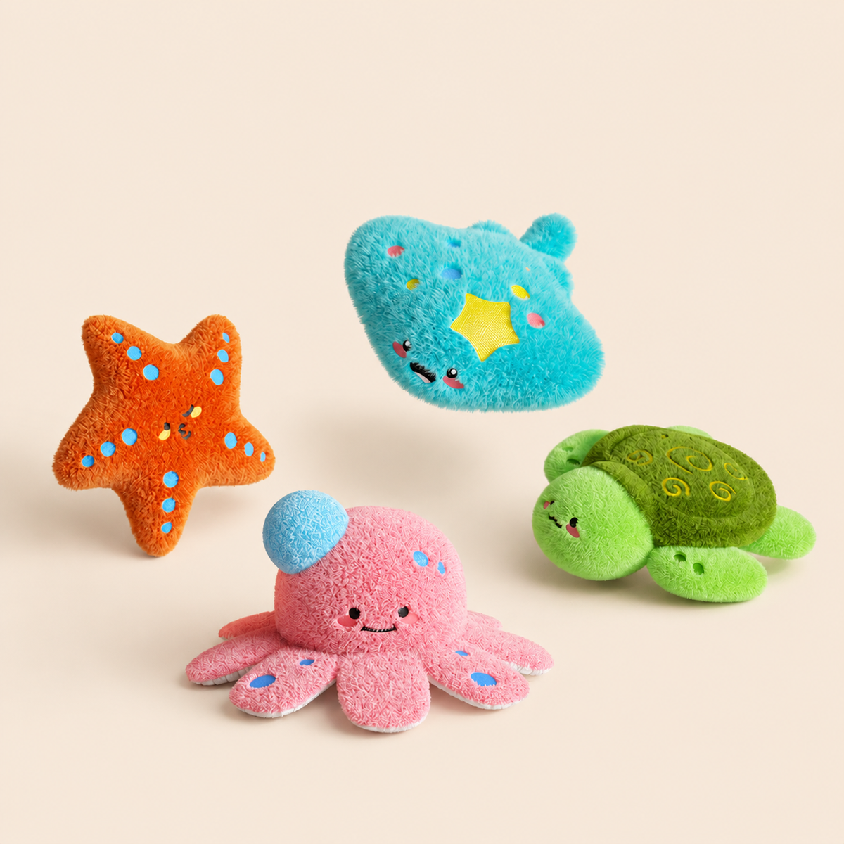Cute Ocean Plush Squeaky Dog Treat Puzzle Toy: Octopus