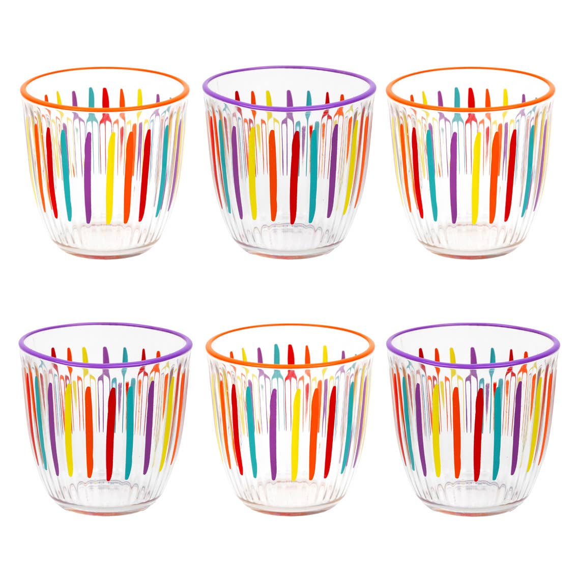 Multi-Coloured Drinking Glass Tumblers
