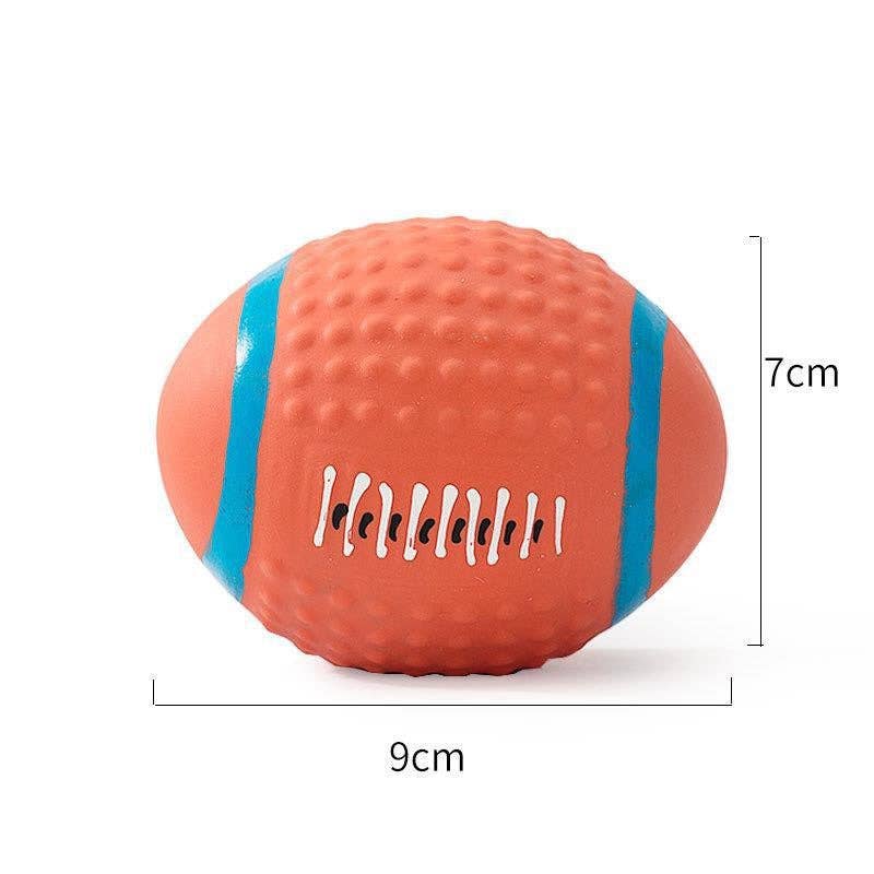 Textured Latex Squeaky Dog Ball: 9cm Football