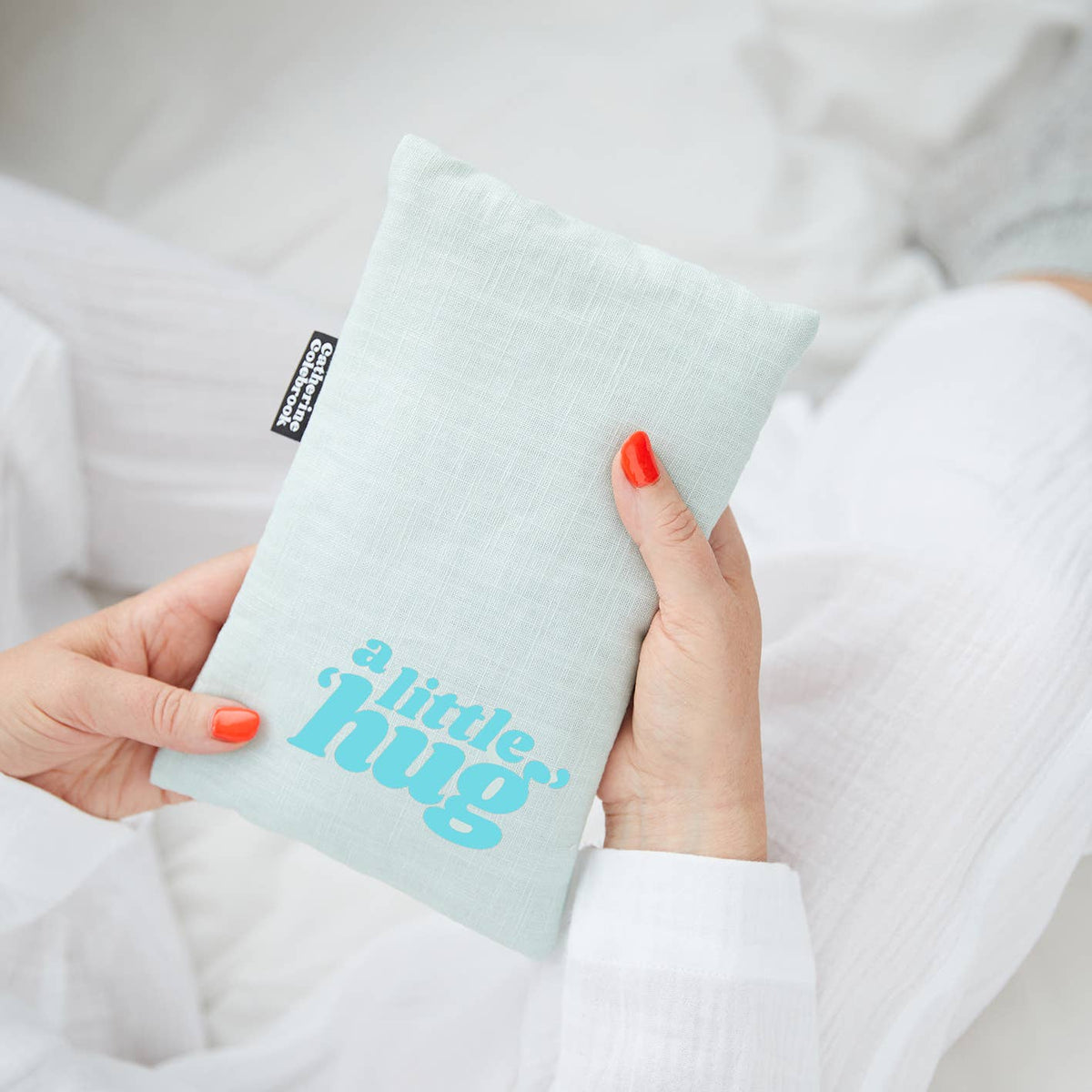 'A Little Hug' Cute Hot Water Bottle: Blue with Orange