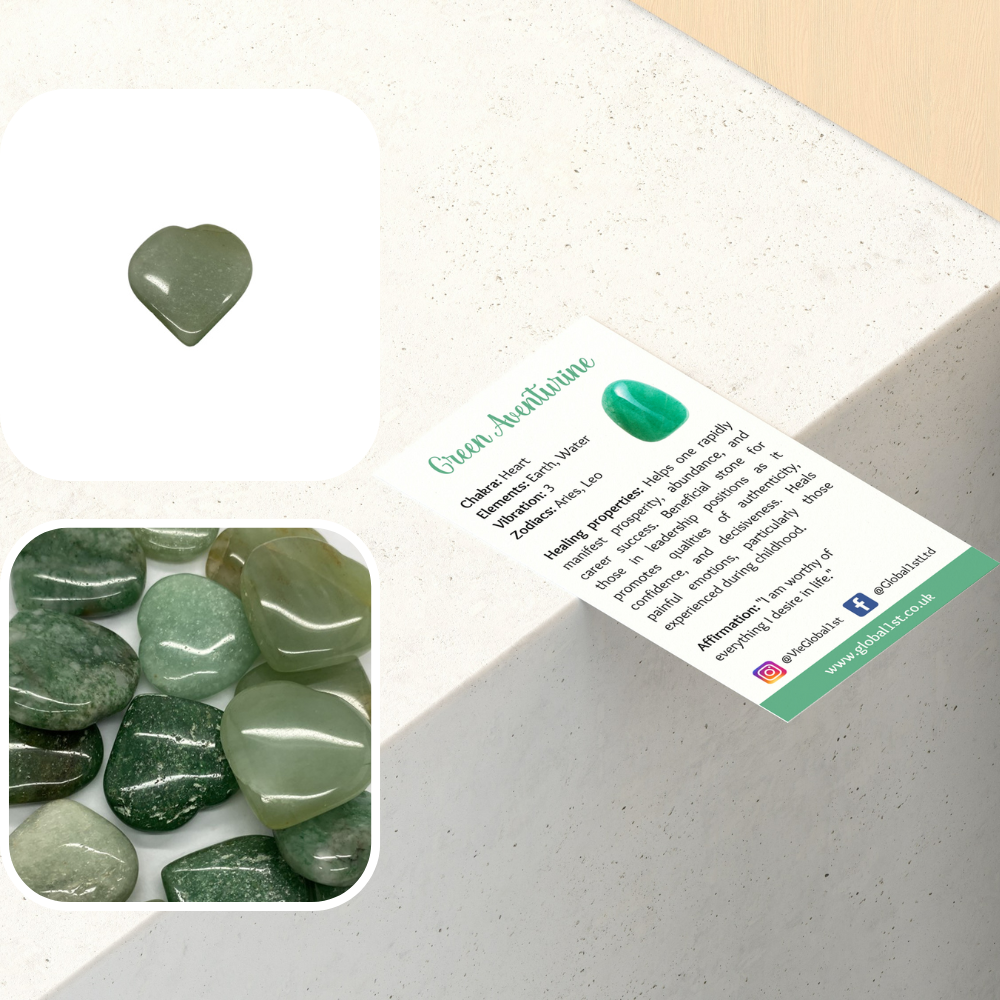 Small Crystal Heart, 3cm: Green Aventurine