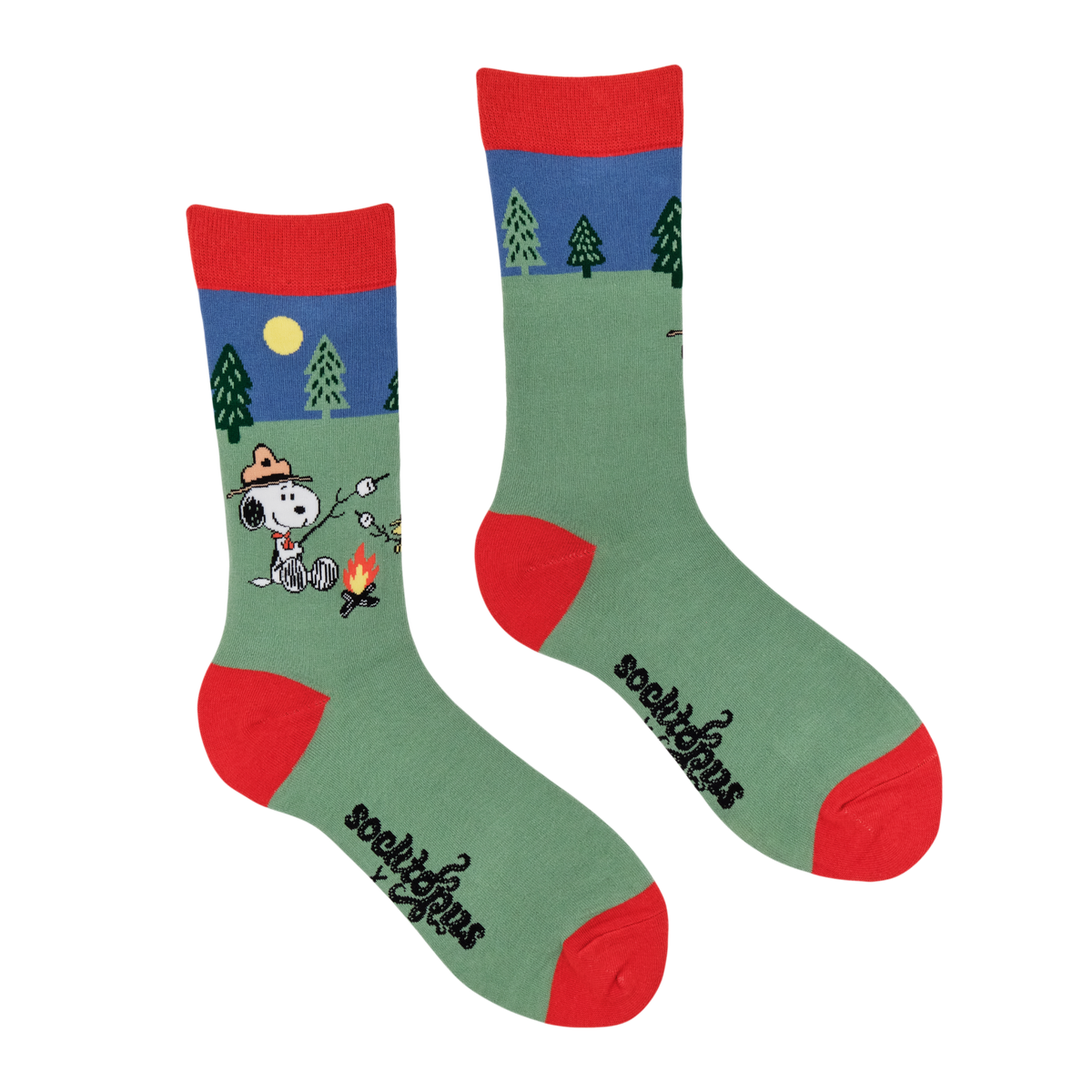 Happy Campers Socks - Peanuts: GREEN / L (UK 9-12 / EU 43-46 / US 10-13)