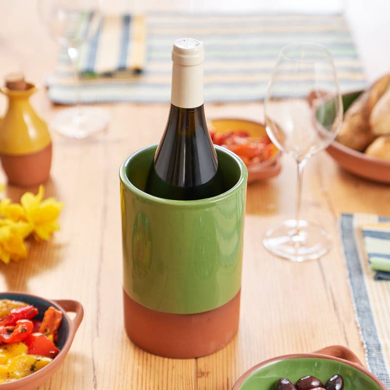 Sintra Glazed Terracotta Wine Cooler - Green