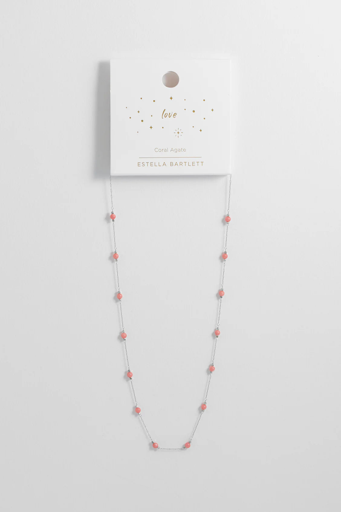 Wellness Coral Agate Gemstone Bead Necklace