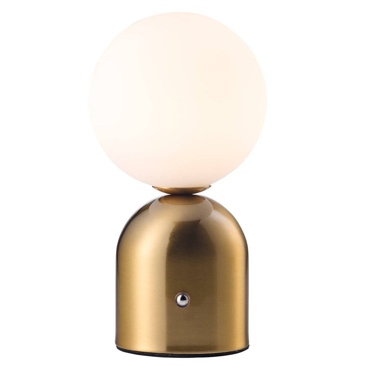 Modern Satin Gold Rechargeable Touch Dimmable Table Lamp with Opal Globe Shade