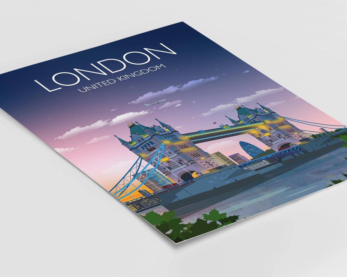 Tower Bridge Travel Print, Tower Bridge Travel Poster, City of London, UK: Fine Art Print / A4 - 8.27 x11.69