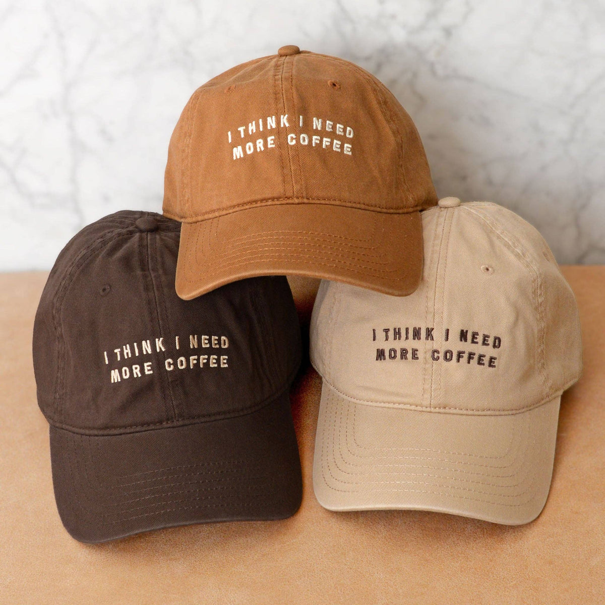I Think I Need More Coffee - Cotton Baseball Cap - Sand