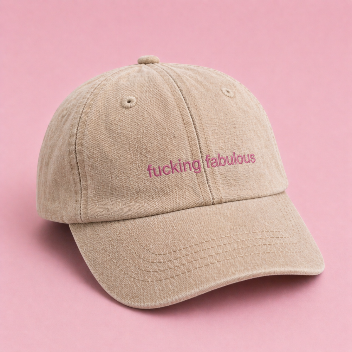 "Fucking Fabulous" Cap: Vintage Sand
