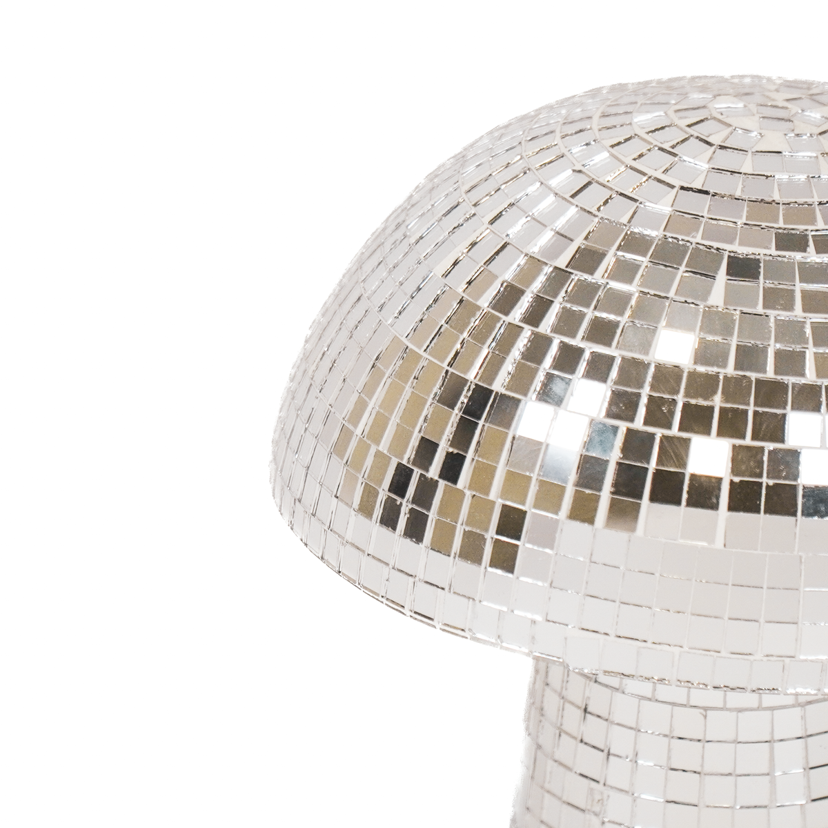 Ornament - Disco- Mushroom - Glass -Silver-14x14x14cm