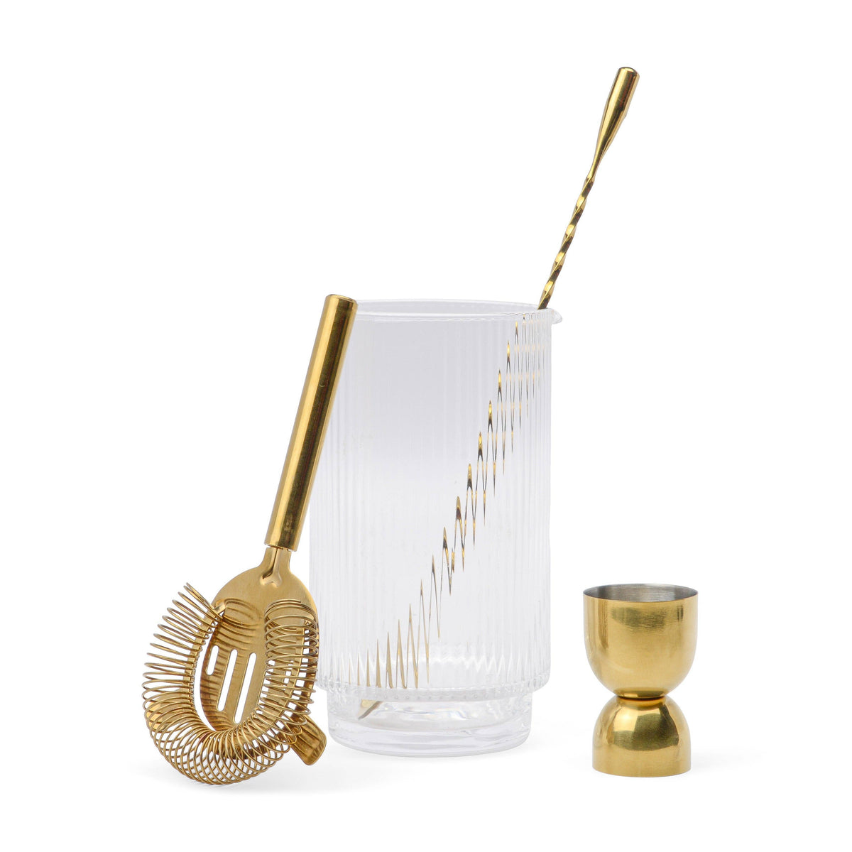 Here&#39;s How Bar Tool Set - Jigger, Strainer, Spoon, Beaker