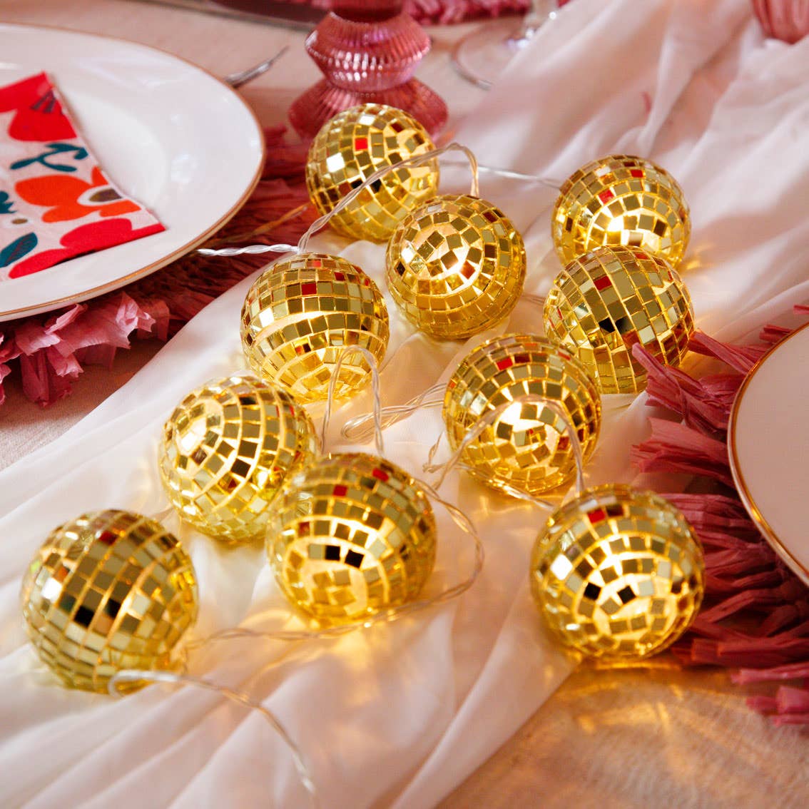 Gold Disco Ball String Lights | 1.5m |