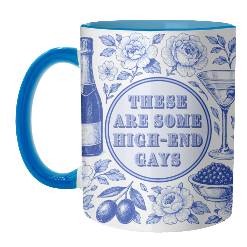 Mugs 'High-end Gays' by Lilly Rose: Mug Colour Inner & Handle 11oz - Blue