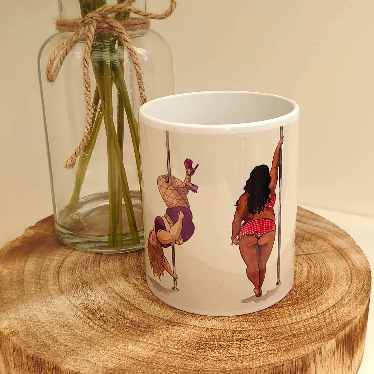 Pole dancer coffee mug, dancing ladies mug