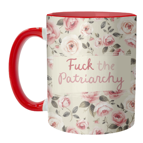 Mugs 'Fuck the Patriarchy vintage style: Mug Colour Inner & Handle 11oz - Pink