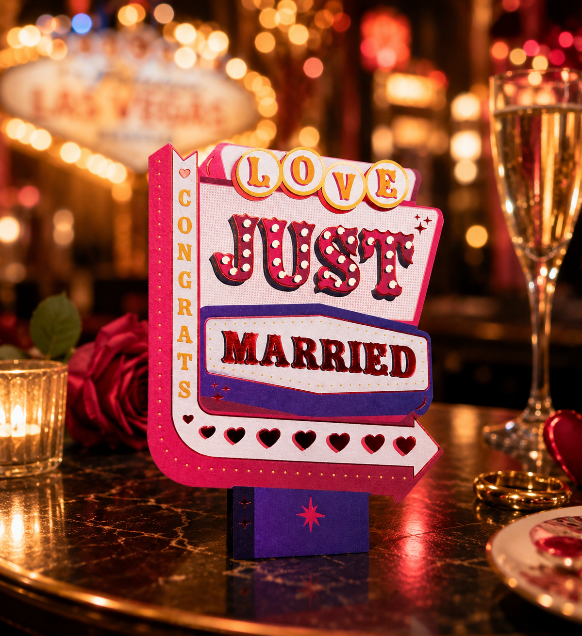 Just Married Vegas Sign Mini Card