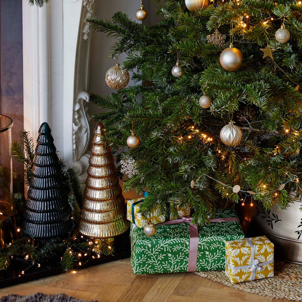 Ivyline Festive Tabletop Decor, Juniper Evergreen Glass Christmas Tree: H41cm W18cm