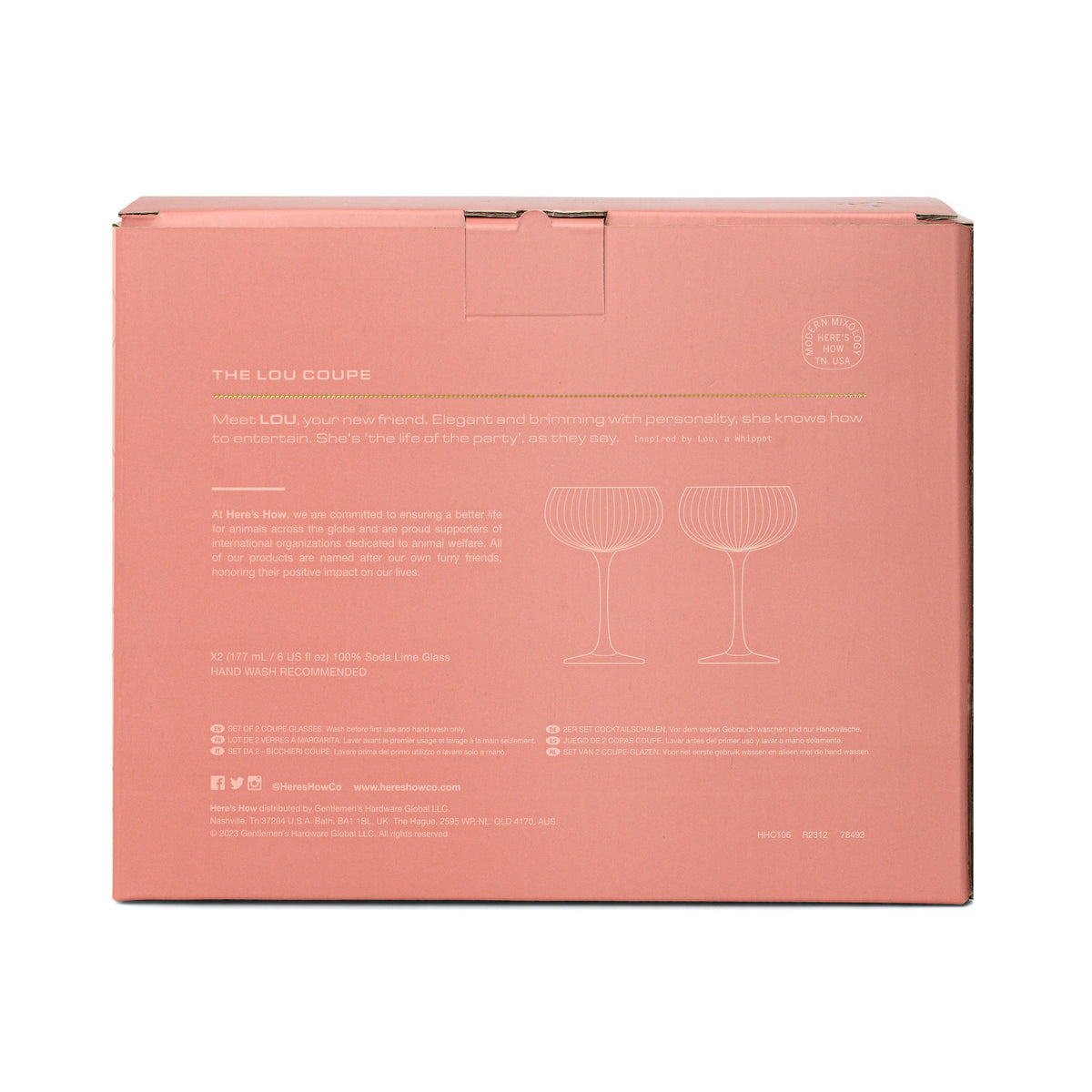 Here's How "The Lou" Coupe Glass - Set of 2 Blush