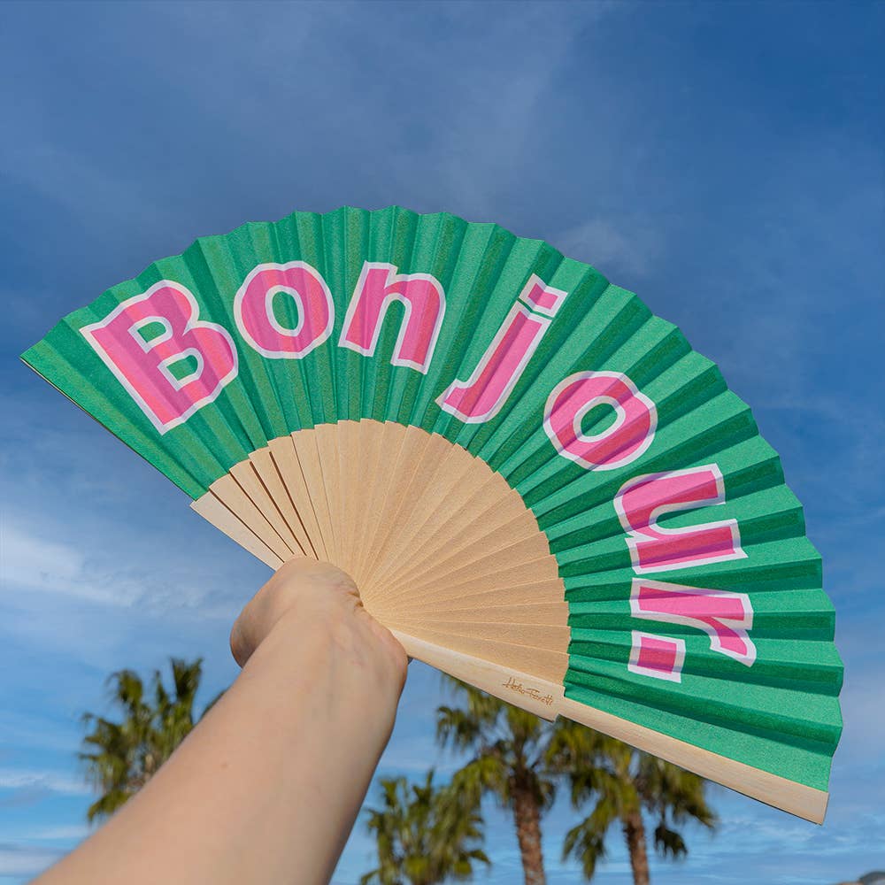Helio Ferretti Green Fan Bonjour | Green Hand Held Fan