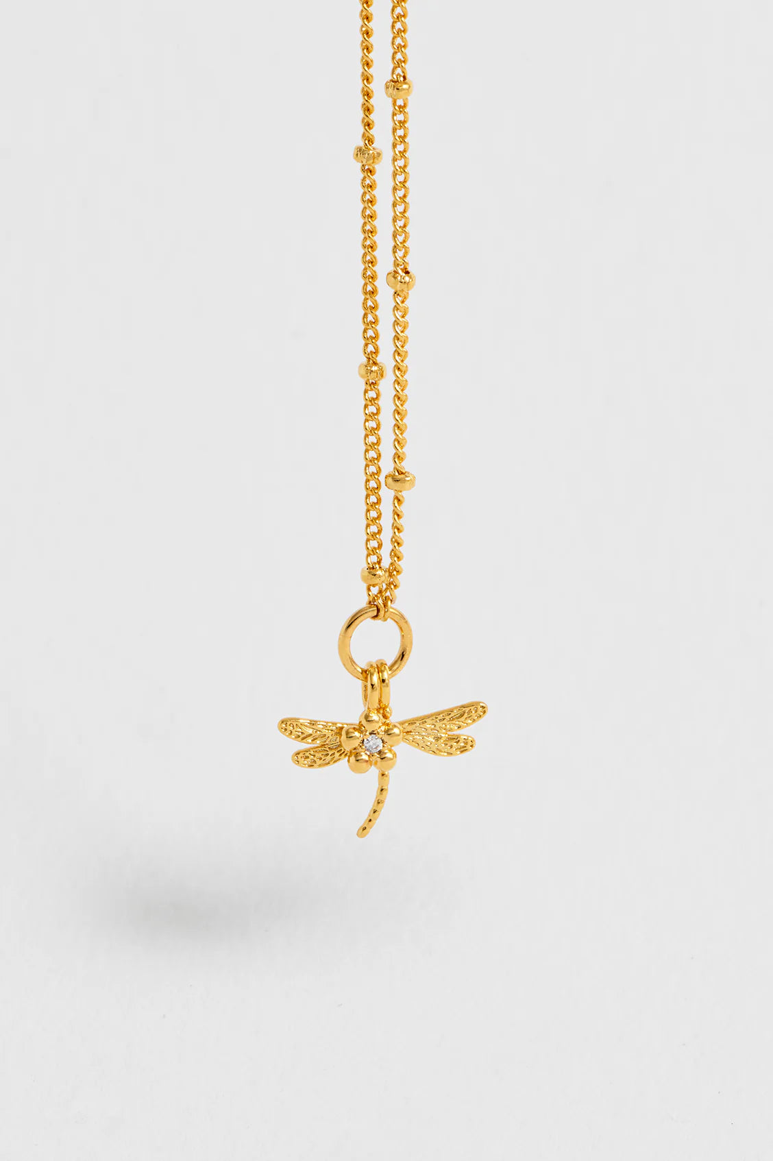 Flower and Dragonfly Gold Necklace