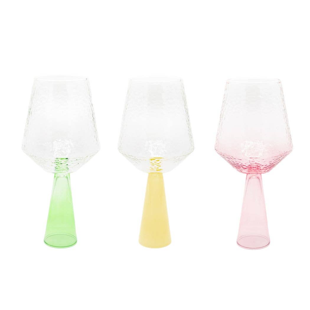 Wine Glass Claude, clear / green, set of 2