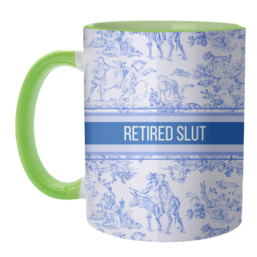 Mugs 'Retired Slut' by Lilly Rose: Mug Colour Inner & Handle 11oz - Blue