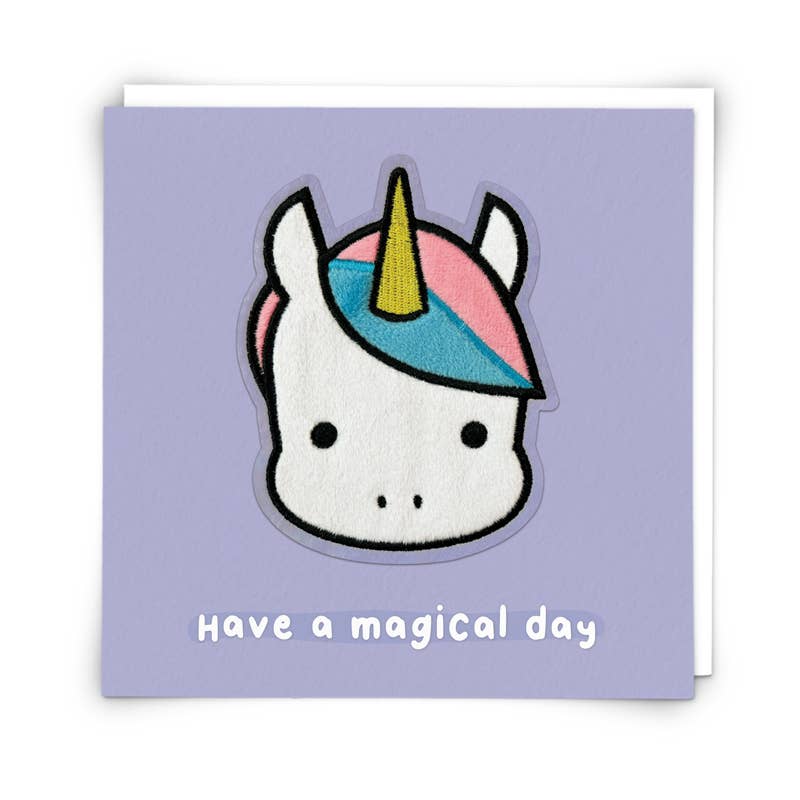 Stella Unicorn Greetings Card with Reusable Plushie Patch