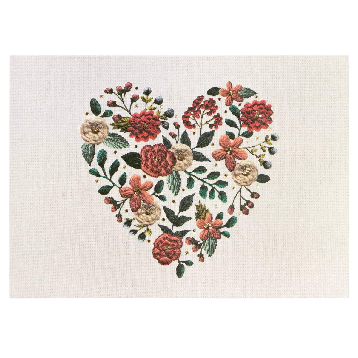 Boxed Notecard Set with Embroidered Heart Design: Paper