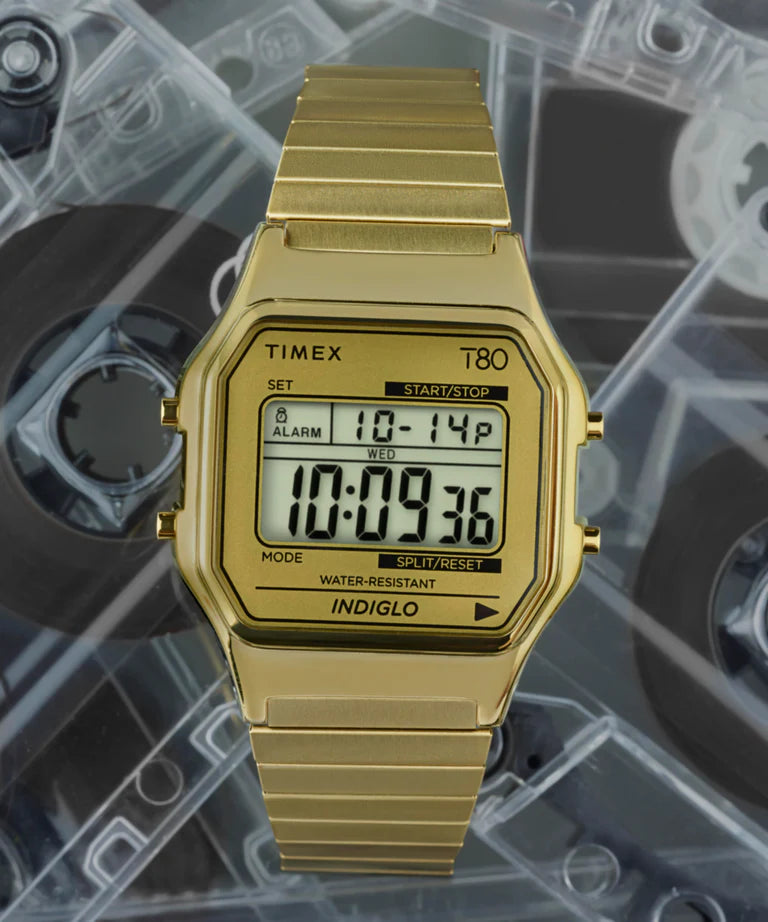 Timex T80 Gold 34mm Digital Watch
