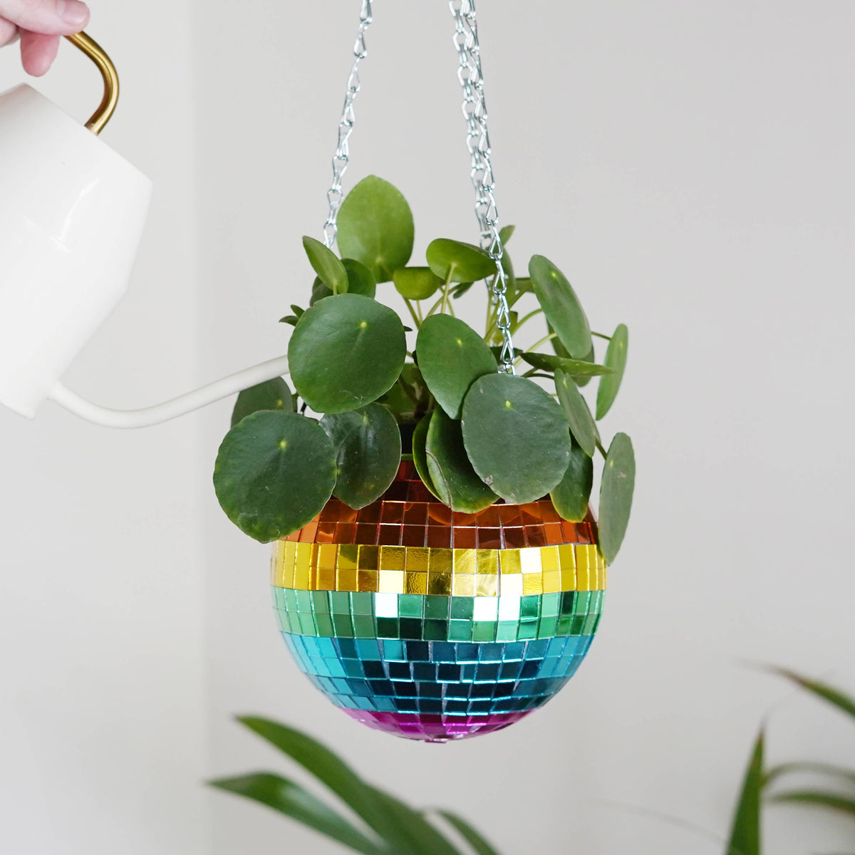Disco Ball Hanging Planter Rainbow 6-inch | Gift & Home