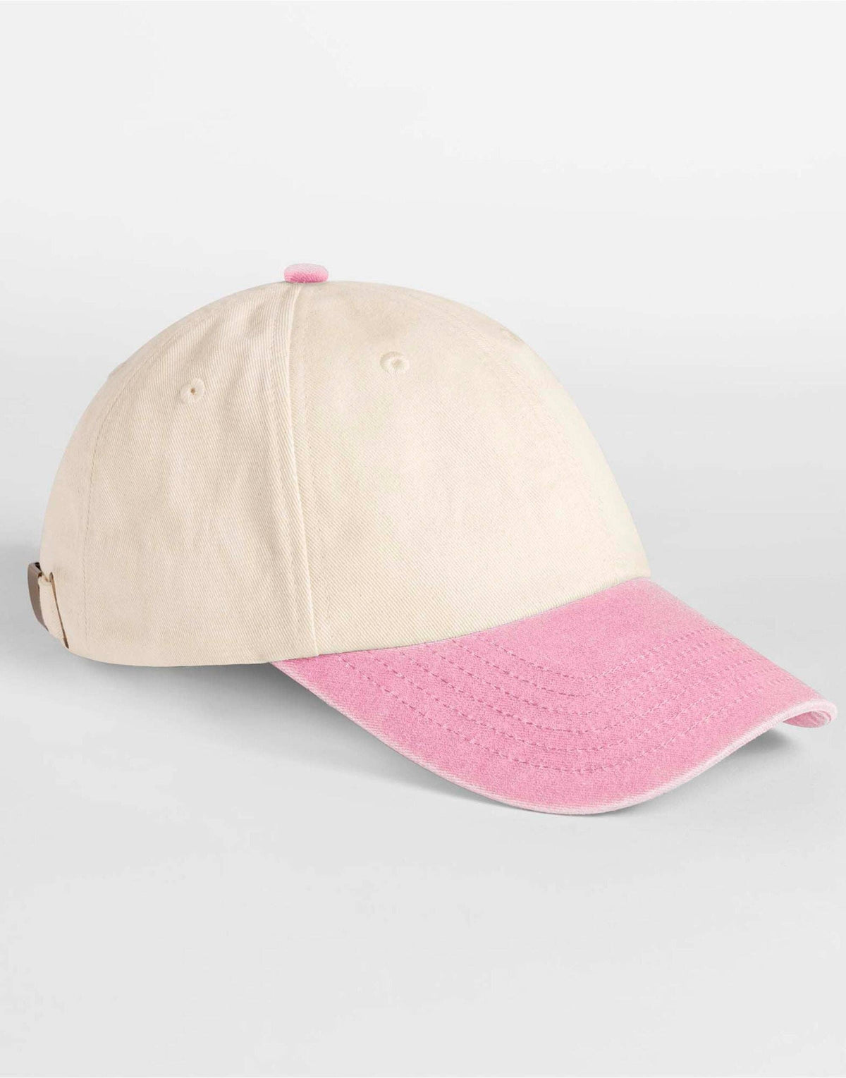 Beechfield Contrast Peak Vintage 6 Panel Dad Cap | Unisex | 100% Cotton | 8 Colours | One Size: Natural/Vintage Brown / One Size