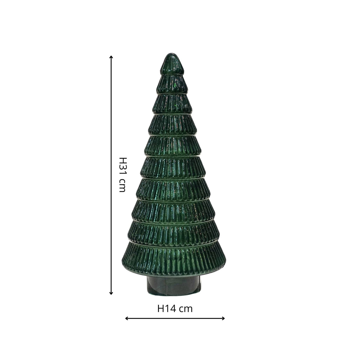 Ivyline Festive Tabletop Decor, Juniper Evergreen Glass Christmas Tree: H41cm W18cm