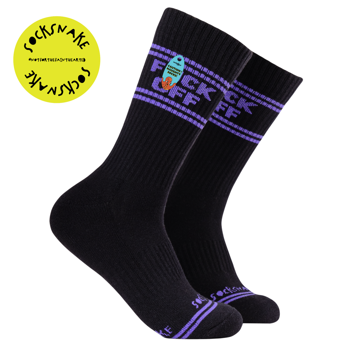 Sweary Sport Socks - Fuck Off: WHITE/BLACK / ONE SIZE (UK 5-11 / EU 38-45 / US 7-12)