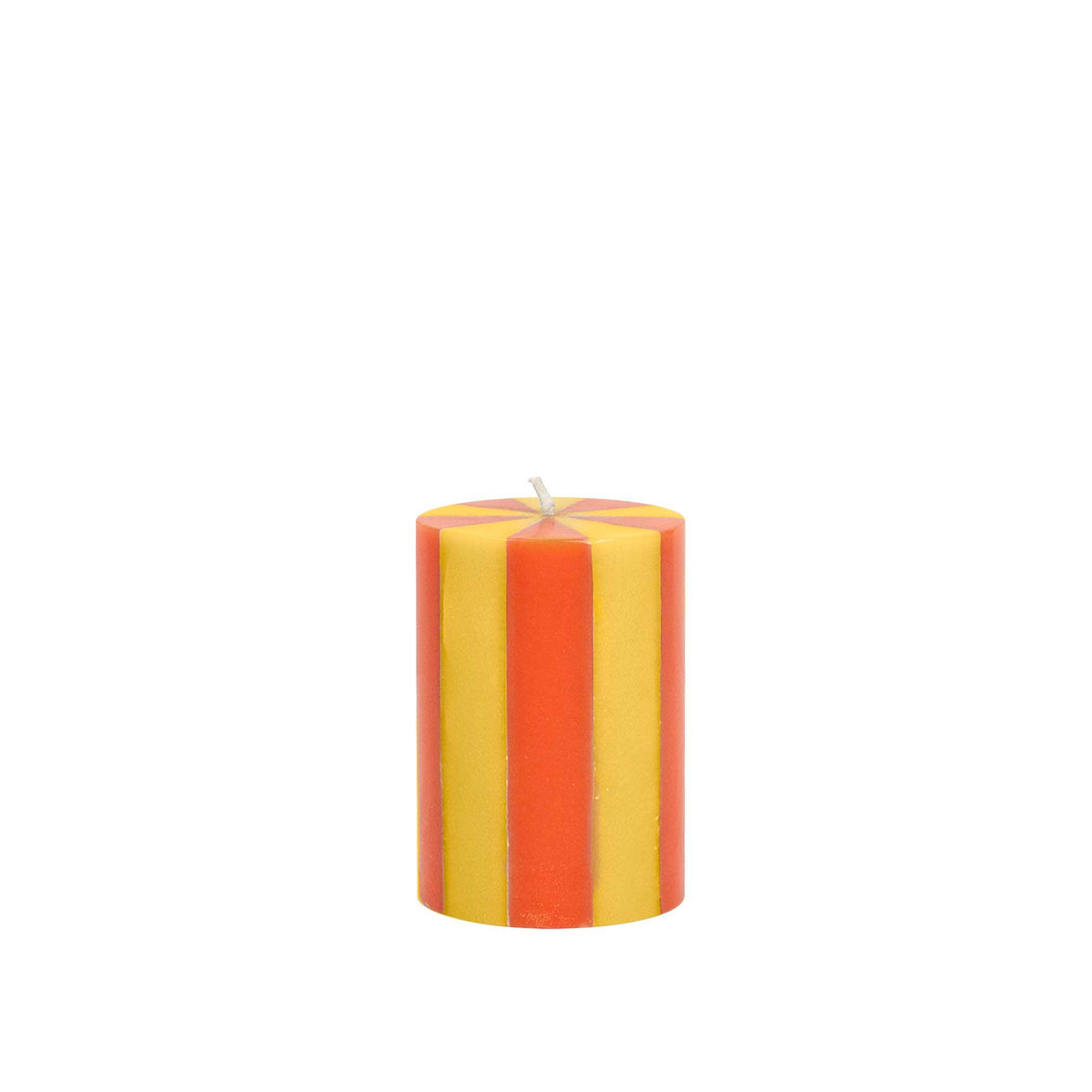 Stripe Pillar Candle S (STOCK): Bright Red / White