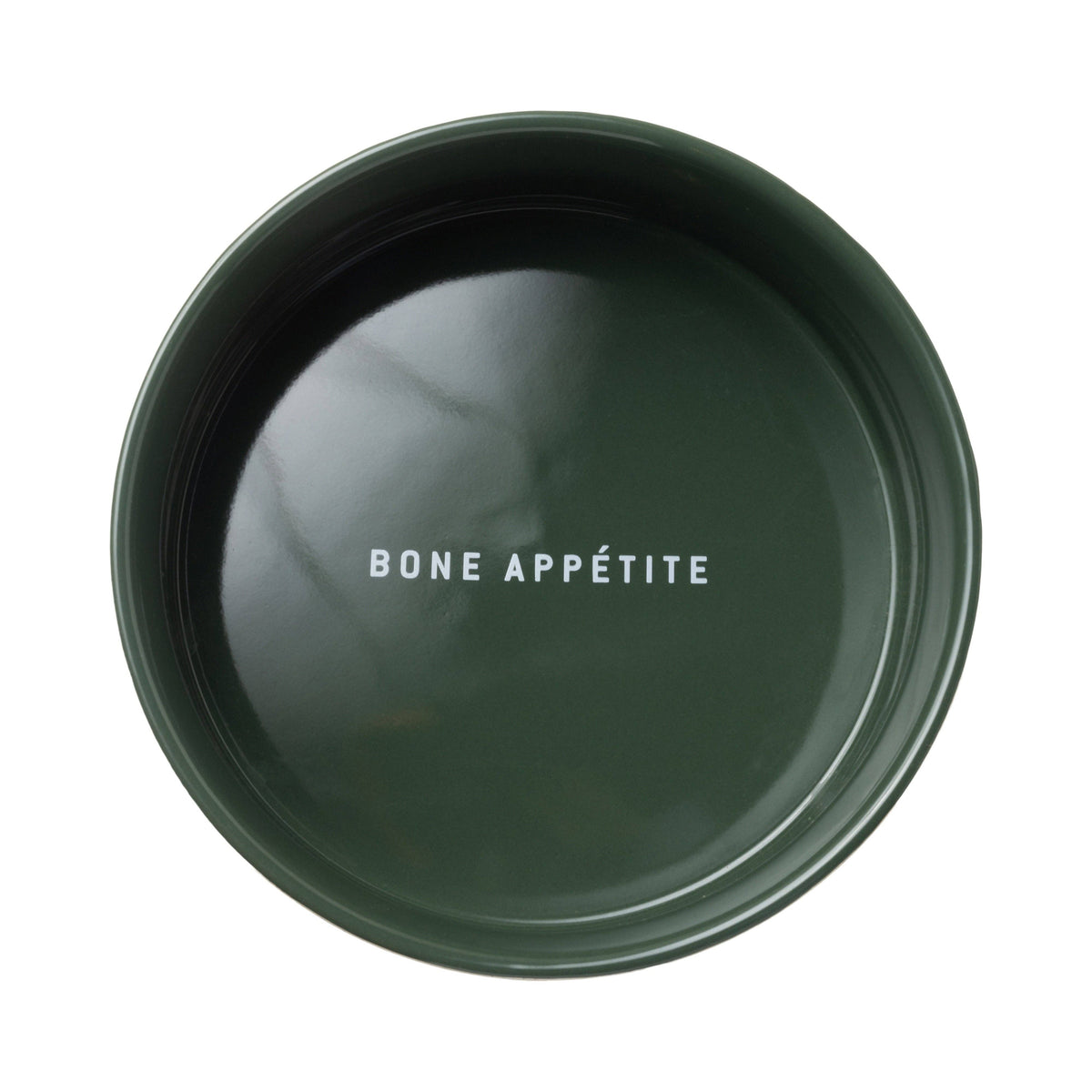 Dog Bowl with Wooden Stand - Green