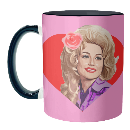 Mugs 'Dolly in Red Heart' by DOLLY WOLFE: Mug Colour Inner & Handle 11Oz - Red