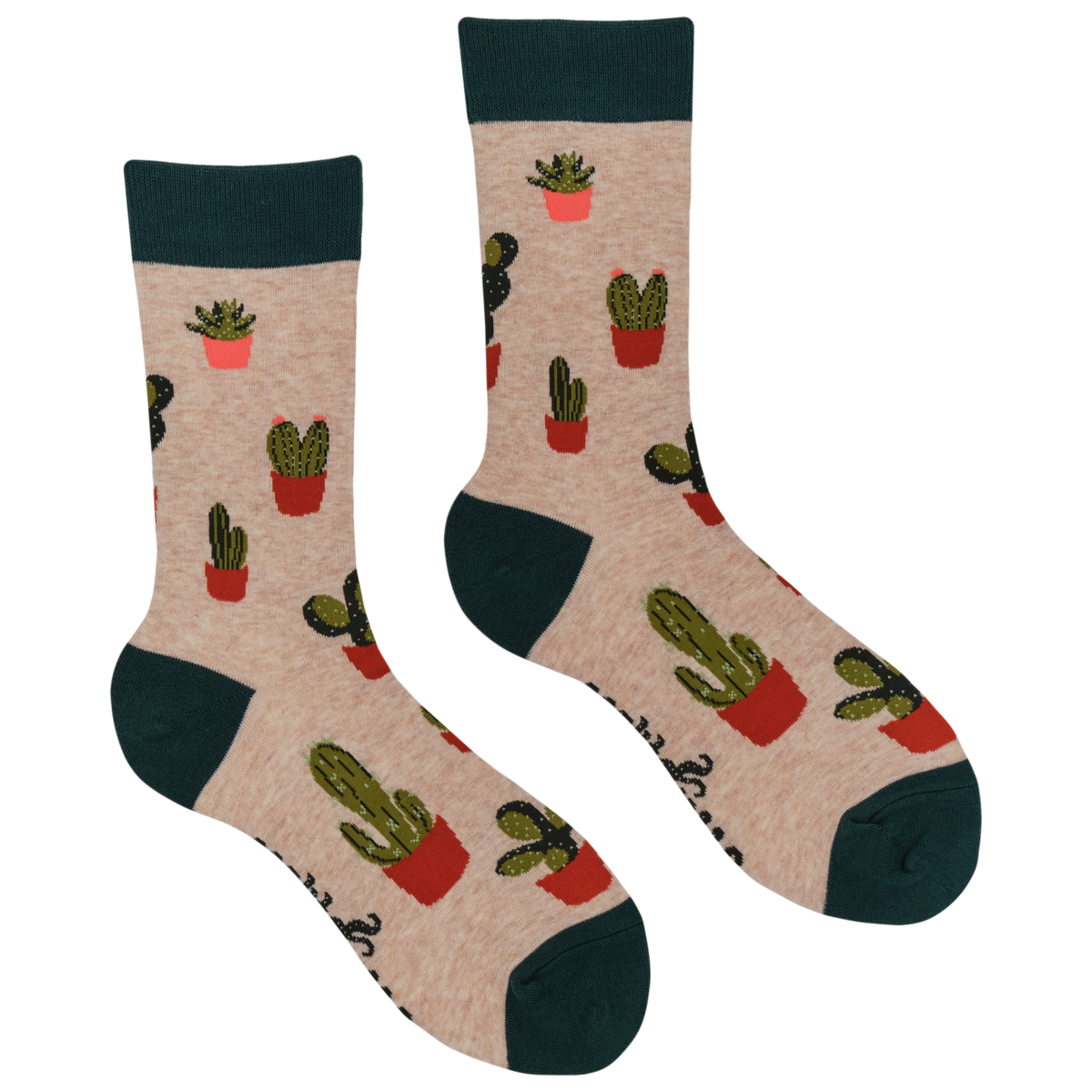 Cactus Socks - Cactoes: OATMEAL / S (UK 4-8 / EU 37-42 / US 6-10)