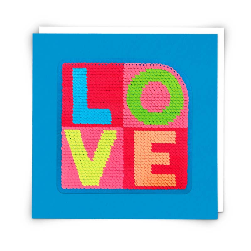 Love Greeting Card with Reusable Sequin Patch