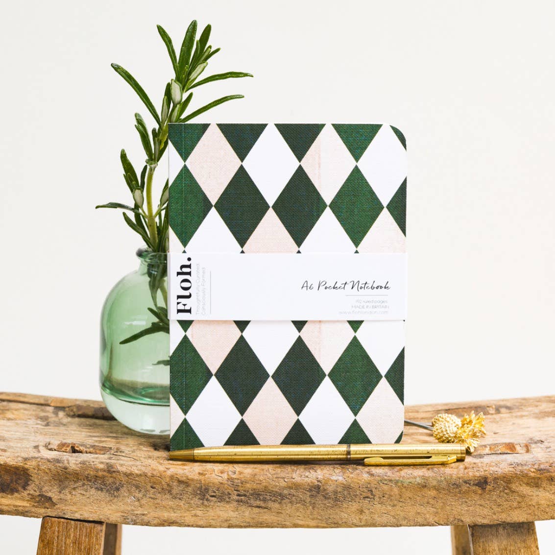 Emerald Green (Harlequin) A6 Lined Pocket Notebook
