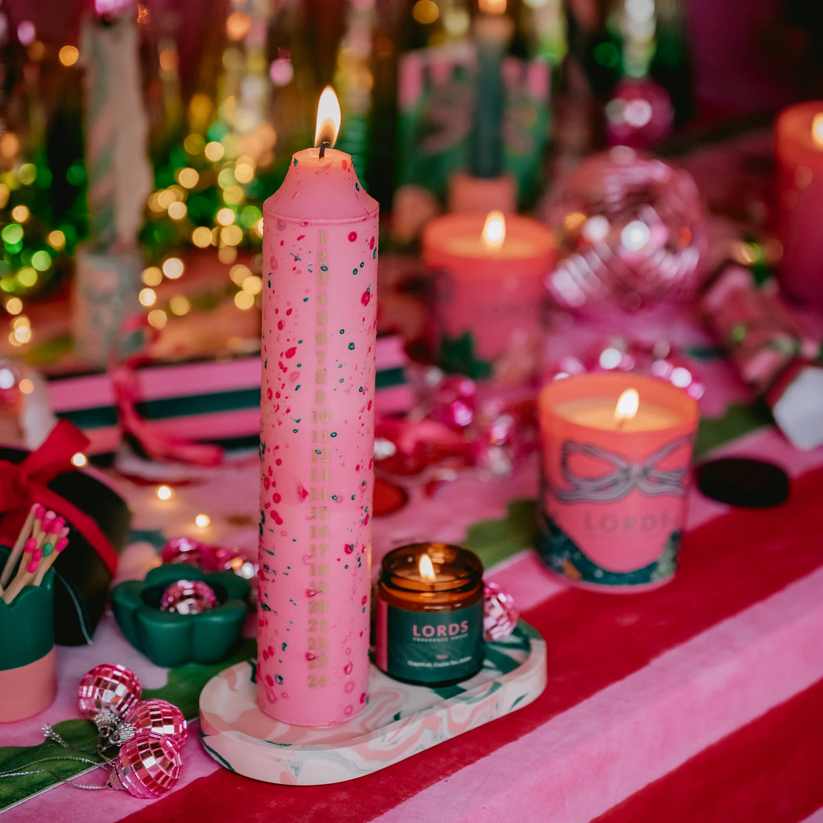 Advent Candles, Scented Christmas Candles, Advent : Green Confetti- Abernethy Forest