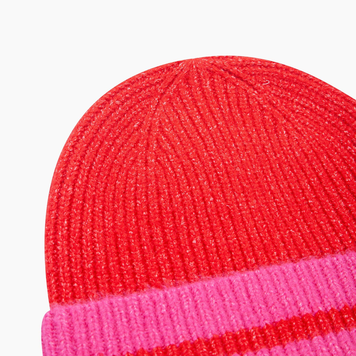 Striped Beanie Hat in Red/Hot Pink: One Size