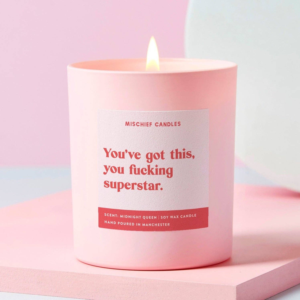 Good Luck Gift Funny Candle You&#39;ve Got This: Secret Beach Club / 20cl Pink