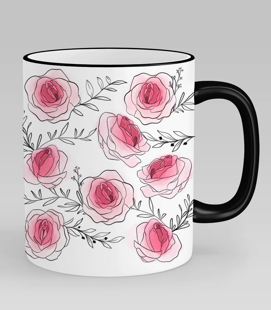 Roses Vulva Mug: Black