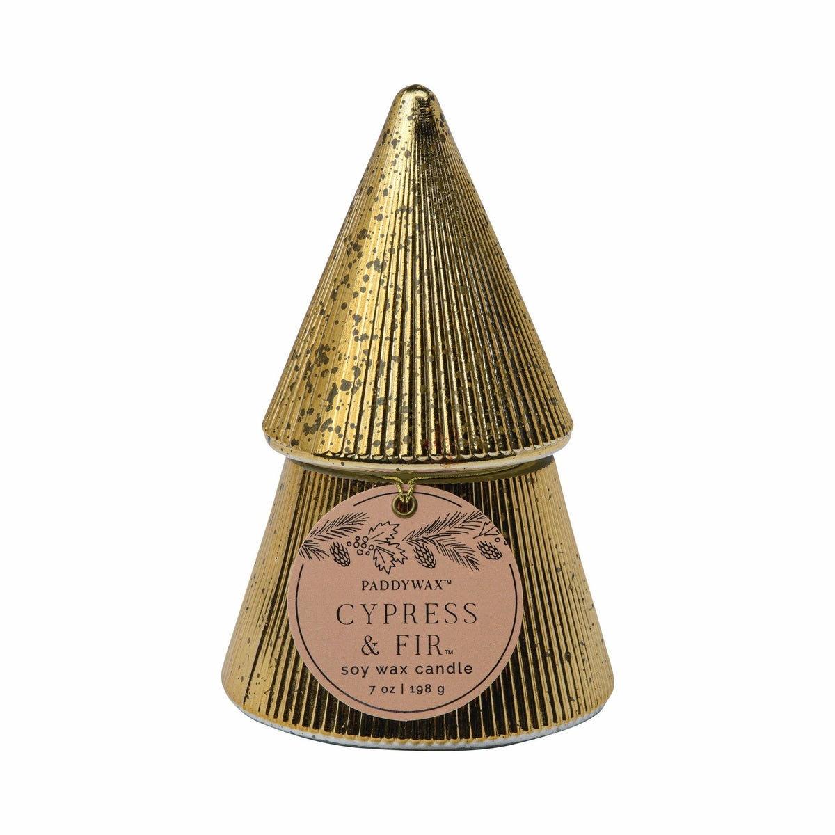 Paddywax Cypress & Fir Gold Stacked Tree Candle