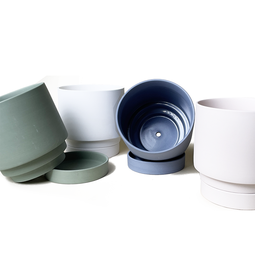 Casey Indoor Ceramic Planter Self Watering Pot: Olive