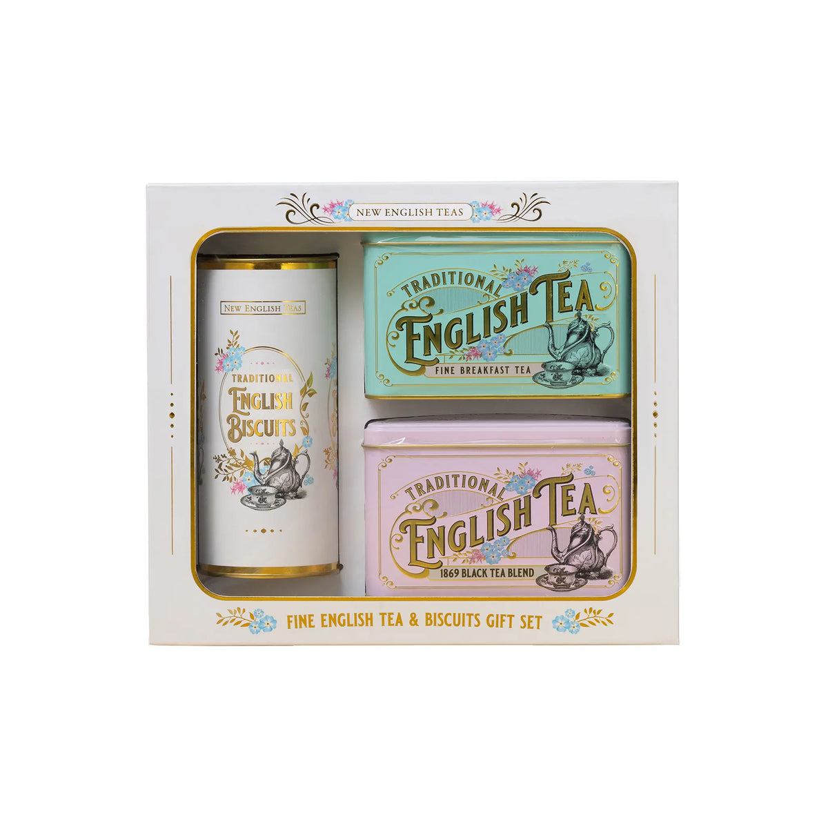 Vintage Victorian 40 Teabag Tin Twin Pack & Biscuits