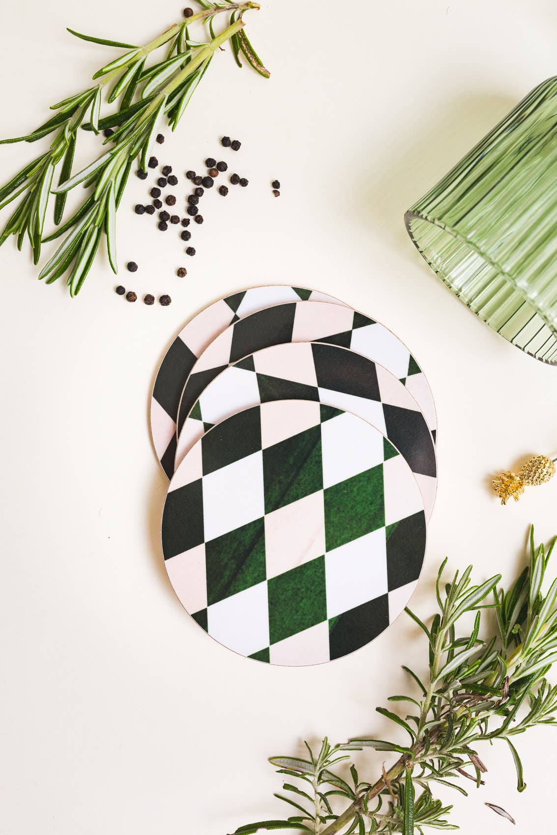 Emerald Green (Harlequin) Round Coaster