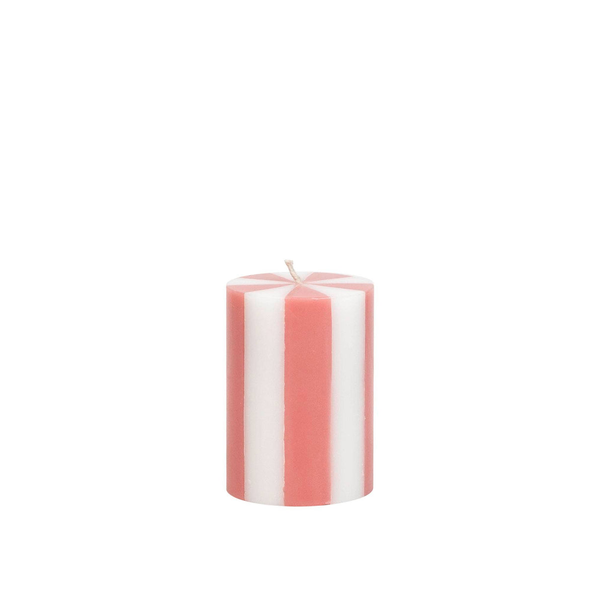 Stripe Pillar Candle S (STOCK): Bright Red / White