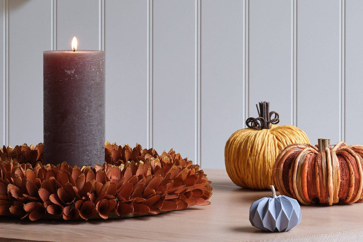 Sparkly Orange Autumnal Wooden Wreath